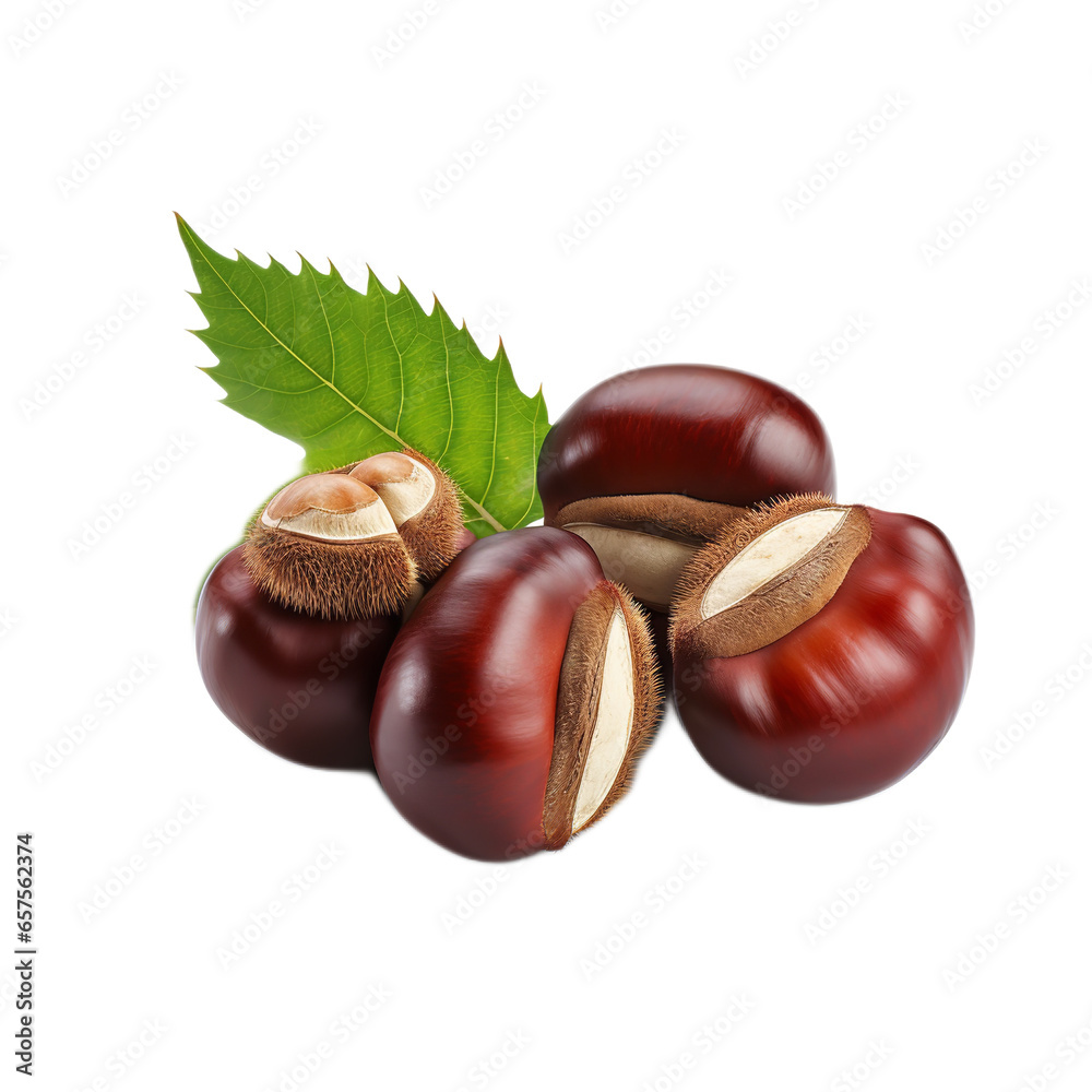 Chestnuts realistic isolated on white backgound Chestnuts realistic isolated on white backgound
