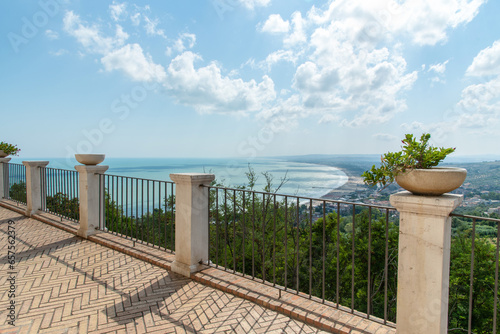 Vasto,Abruzzo, Italy, 10-05-2023. Panorama of the sea from the terrace