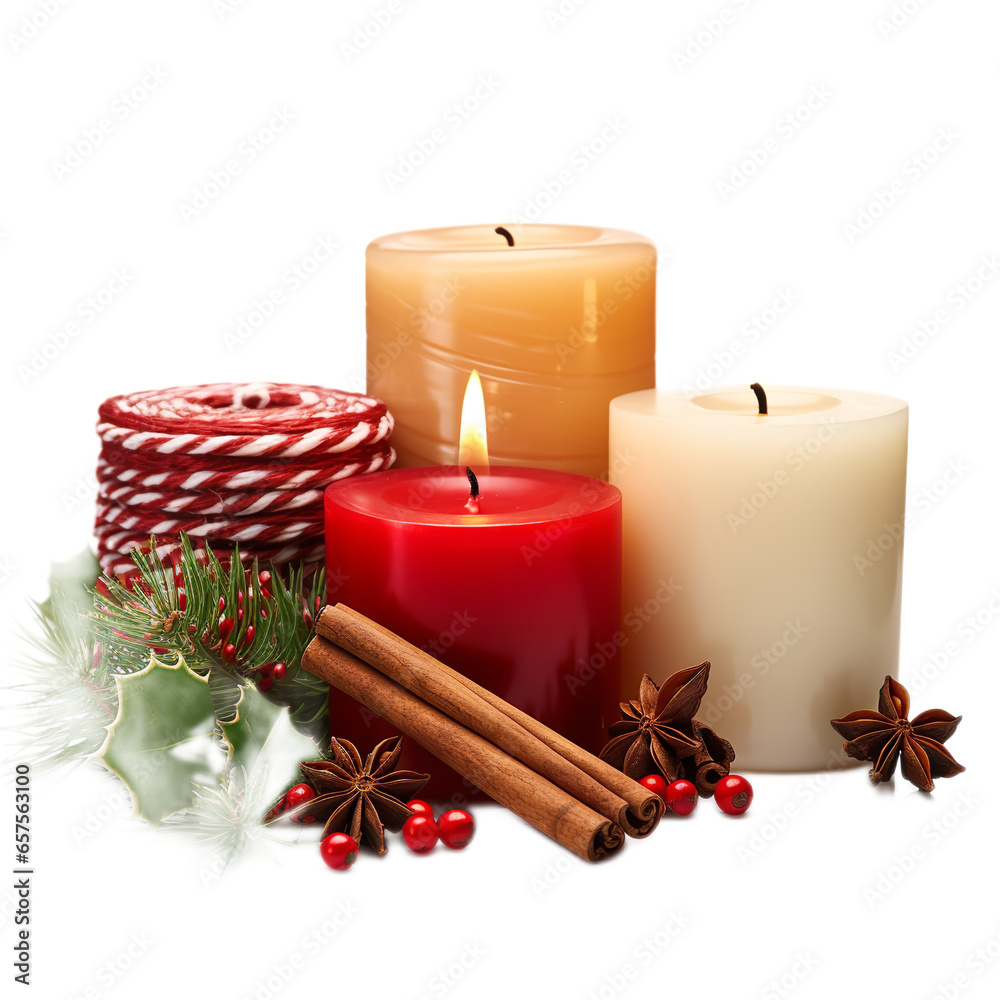 Holiday Scented Candles isolated on white background Holiday Scented Candles isolated on white background