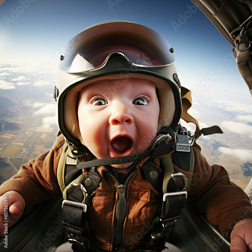 Cute Skydiving Baby Created with Generative AI  © JJS Creative