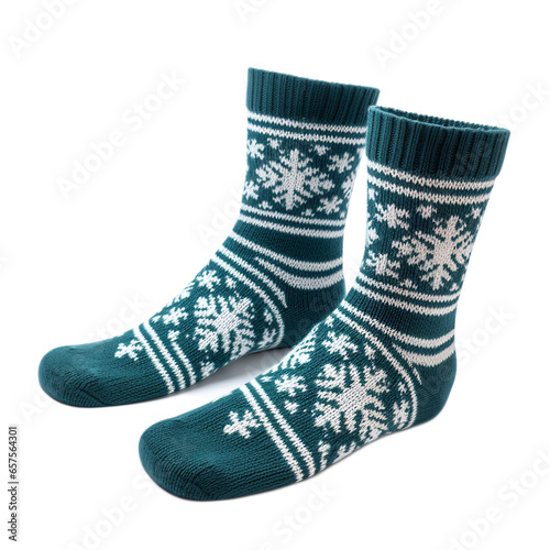 Wool-Blend Snowflake Socks isolated on white backgound