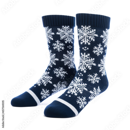 Wool-Blend Snowflake Socks isolated on white backgound