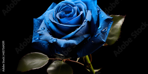 blue rose with water drops on black background.Blue roses with water drops on a dark background, blue rose with water drops on black background high quality image