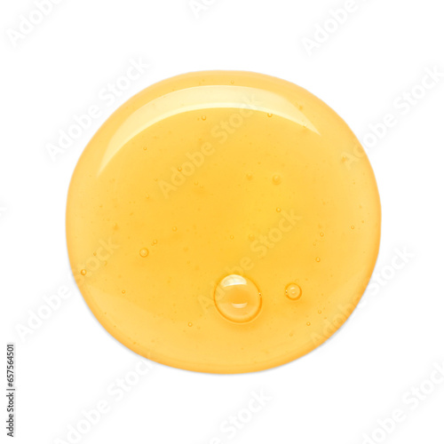 Drop of tasty natural honey isolated on white, top view