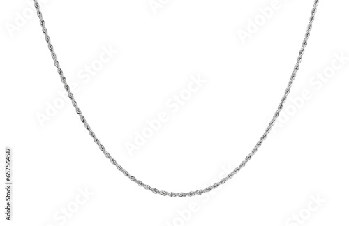 One metal chain isolated on white. Luxury jewelry photo