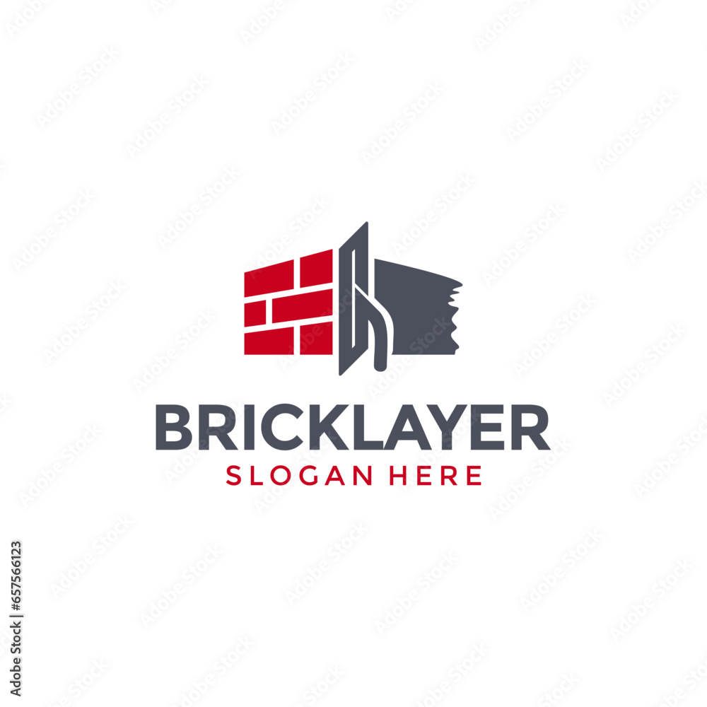 Home plastering logo design vector. Exterior and interior house work logo construction with Brick and trowel icon vector template	
 - obrazy, fototapety, plakaty 