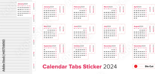 Calendar 2024 Tab Sticker Collection with Die Cut (ID: 657566163)