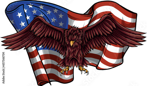 American eagle with USA flags vector illustration