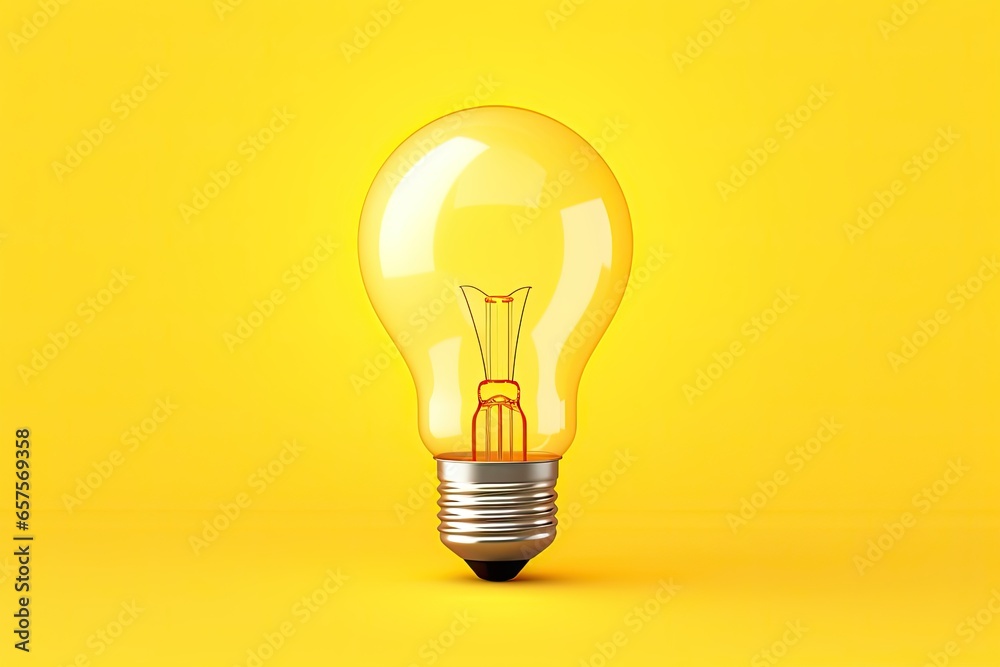 Bright yellow light bulb on a solid yellow background Bright yellow light bulb on a solid yellow background