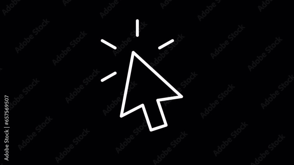 Mouse click. WHITE line icon animation on transparent background