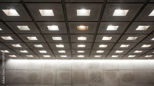 Cement panel ceiling square block pattern Architecture