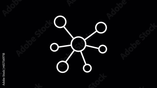 Networking concept. WHITE line icon animation on transparent background