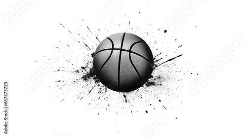 basquete Desenho de uma linha isolado em fundo branco photo