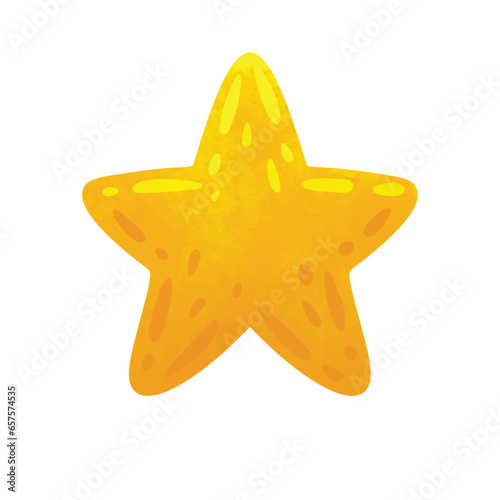 Cute star vector image, hand drawn yellow stars
