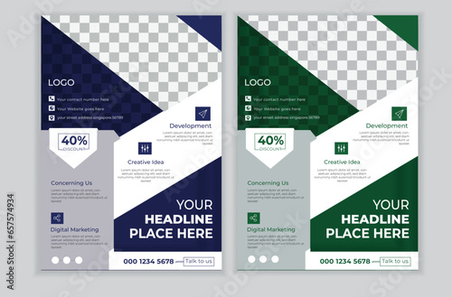 Simple and minimal creative modern digital marketing agency flyer template with two colors