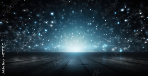 Abstract black background with lights in space 
