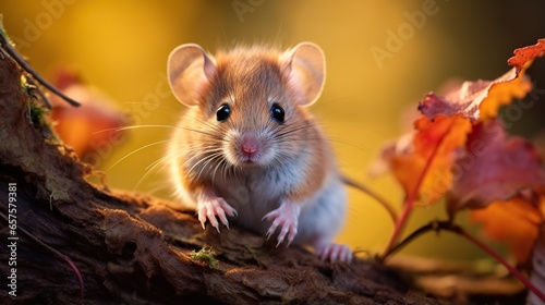  a small rodent sitting on a tree branch in the fall. generative ai