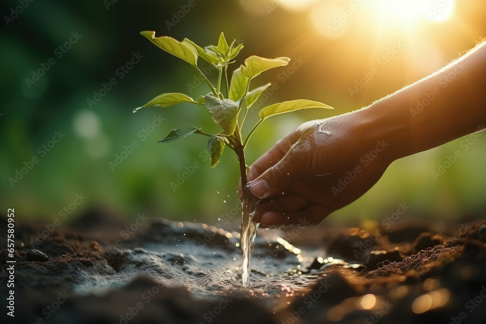 Fototapeta premium hand holding plant
