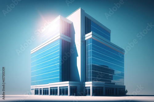 Large building, office center, skyscraper, high-rise building, digital art style, illustration painting