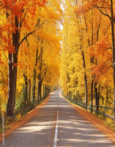 Autumn season details trees and roads