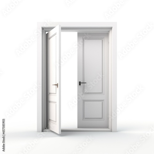 Open white door on isolated white background