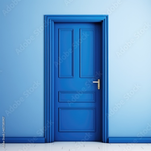 Blue door in a blue wall