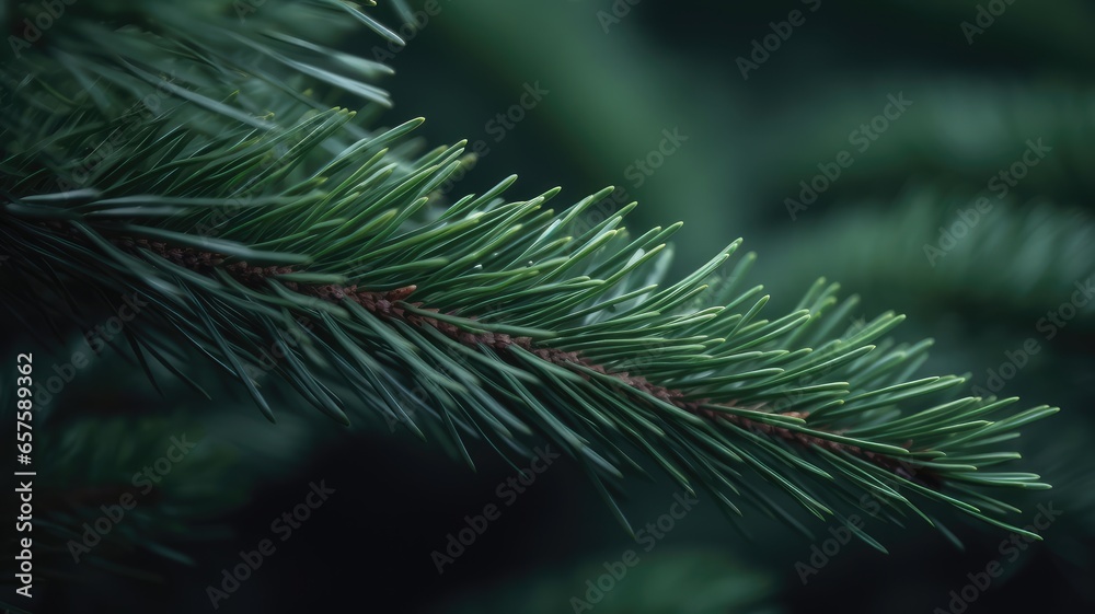 Fir branch close up, abstract universal background. Generative AI