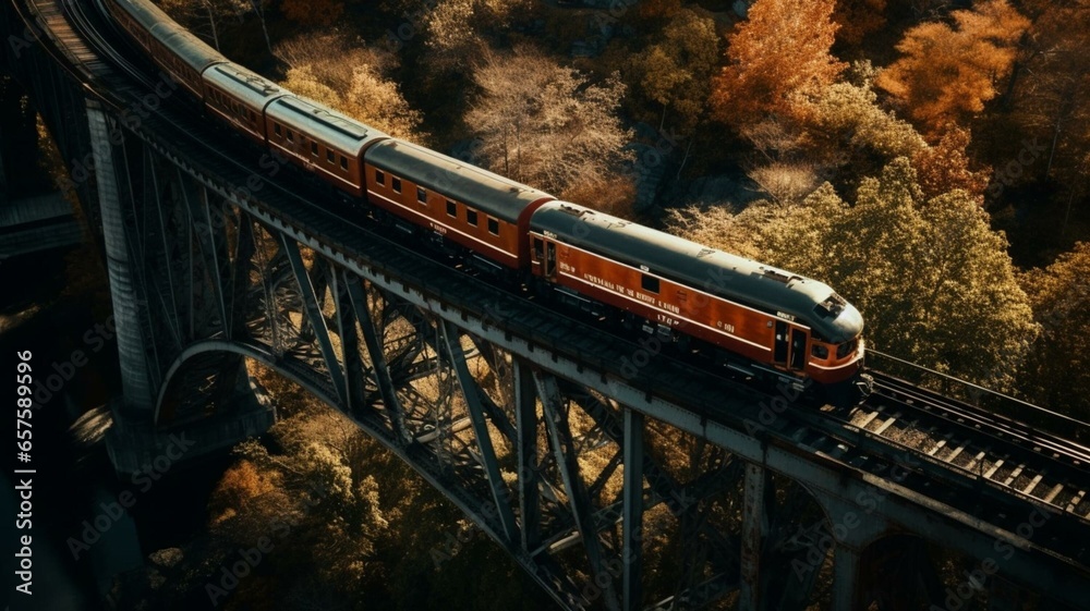 Fototapeta premium Train on the bridge