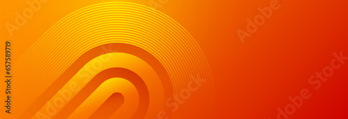 Abstract orange background with glowing diagonal rounded lines. Modern yellow gradient geometric shape design element. Minimal geometric. Futuristic concept. Vector illustration