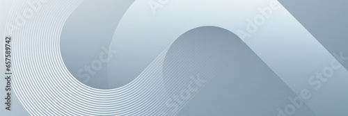 Abstract white and grey gradient geometric background. Modern shiny white diagonal rounded lines pattern. Minimal geometric. Futuristic concept. Horizontal banner template. Vector Illustration