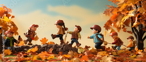 Autumn collection kids playing ultrawide 21:9