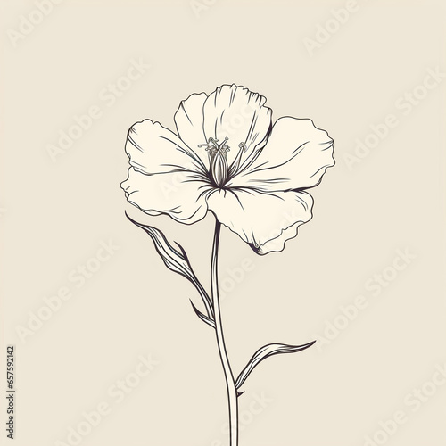 continuous line art drawing style. flowering plant black linear sketch