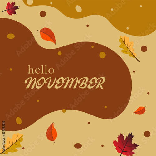 hello november vector illustration. it is suitable for card, banner, or poster