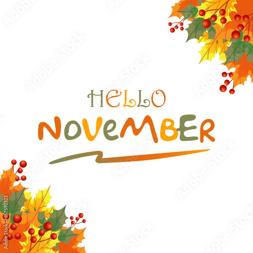 hello november vector illustration. it is suitable for card, banner, or poster