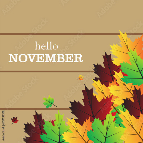 hello november vector illustration. it is suitable for card, banner, or poster