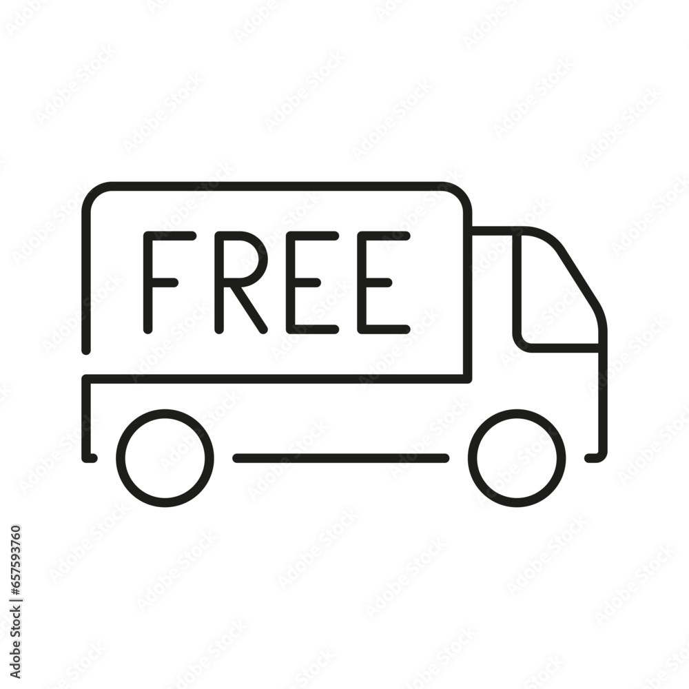 Free Delivery Service Line Icon. Shipping Free Of Charge Linear Pictogram. Fast Shipment Van Outline Symbol. Express Truck, Speed Transportation Sign. Editable Stroke. Isolated Vector Illustration Free Delivery Service Line Icon. Shipping Free Of Charge Linear Pictogram. Fast Shipment Van Outline Symbol. Express Truck, Speed Transportation Sign. Editable Stroke. Isolated Vector Illustration