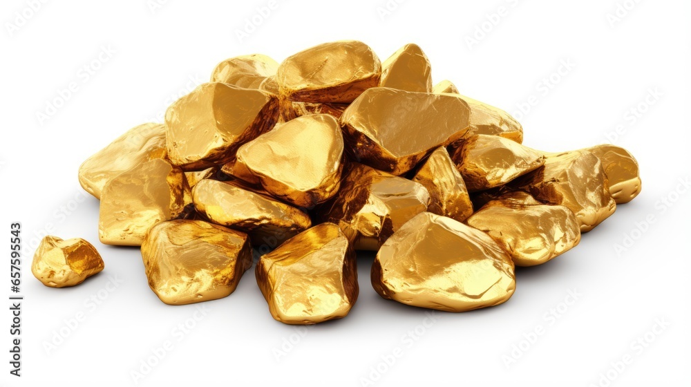 Background with pile of gold nuggets isolated on white background Background with pile of gold nuggets isolated on white background
