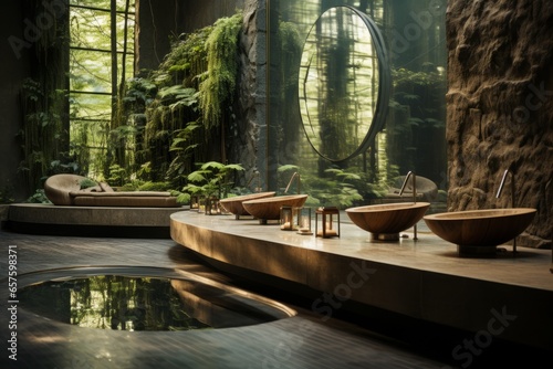  Meditation room at a spa, capturing the mindfulness and inner peace it provides, Generative AI.