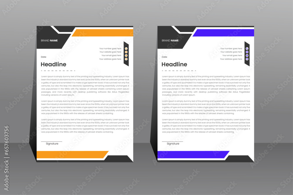 business letter head design, creative and minimal template
