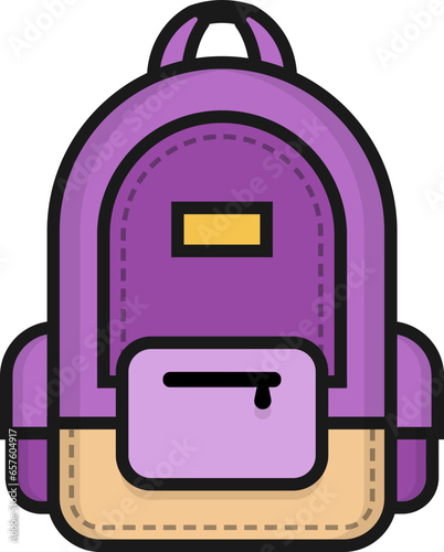 Purple bagpack line icon
