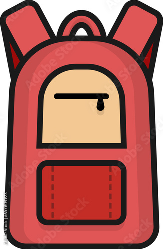 Red bagpack line icon