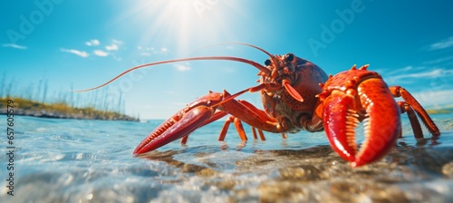 Closeup lobster. Generative AI technology.