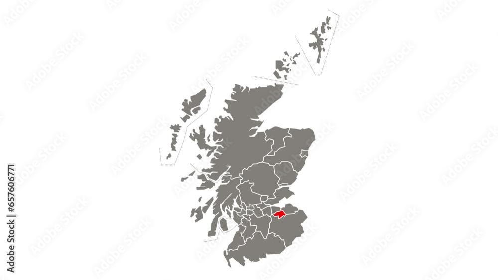 Vidéo Stock Midlothian council area blinking red highlighted in map of ...