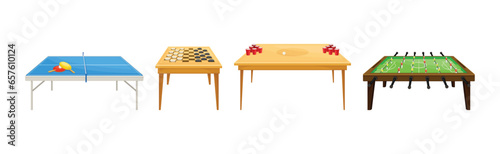 Board Games Playing Field and Tables Vector Set