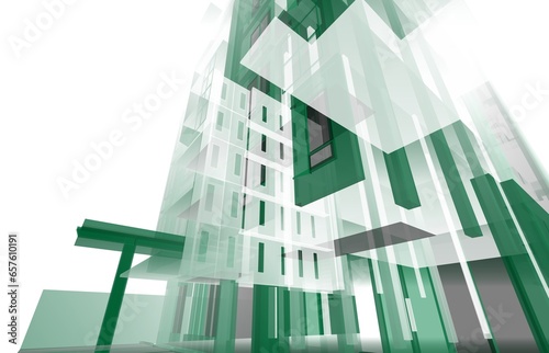 Modern architecture 3d rendering 