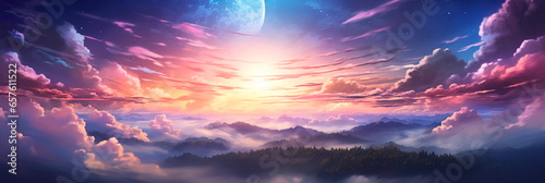 celestial scene with stars, planets, and cosmic clouds, symbolizing the vastness and wonder of the universe.