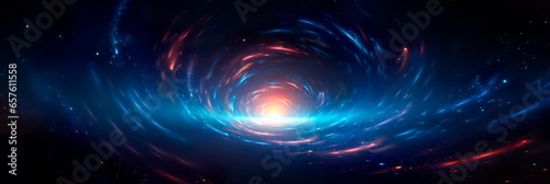 Fotografia black hole's event horizon, where the intense gravitational pull begins to warp and distort spacetime