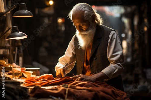  Tailor working diligently in a traditional clothing shop  Generative AI