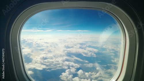 A view of the clouds from an airplane window