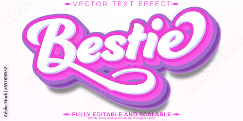 Pink text effect, editable color and pastel customizable font style